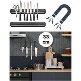 Mikasso Güçlü Mıknatıslı Paslanmaz Mutfak Duvar Bıçak Askısı Standı - 33 cm Metal