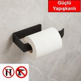 Mikasso Güçlü Yapışkanlı Plastik Tuvalet Kağıdı Askısı, Tuvalet Kağıdı Askılığı, Wc Kağıdı Askılık Siyah