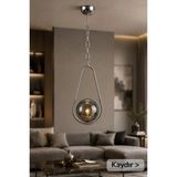 Mikasso Gümüş Damla Tekli Avize Metal 1 E27 Gümüş Salon / Oturma Odası - Çok Renkli