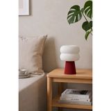 Mikasso Halo Modern Dekoratif Ateş Kırmızı Abajur Masa Lambası - 29CM - Komodin ve Yatak Odası Lambası Plast - Çok Renkli
