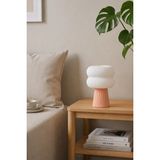 Mikasso Halo Modern Dekoratif Bej Abajur Masa Lambası - 29CM - Komodin ve Yatak Odası Lambası Plastik Bej - Çok Renkli
