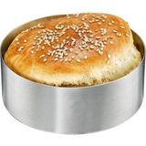 Mikasso Hamburger Ekmek Pişirme Kalıbı Argon ÇAP10.5X3 cm Paslanmaz Çelik Gri