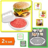 Mikasso Hamburger Yapma Aparatı - Pres ve Köfte Kalıbı + 61 Bölmeli Mantı Kalıbı - 2li Set R1X3Q9 Plastik