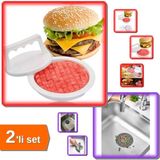 Mikasso Hamburger Yapma Aparatı Pres ve Köfte Kalıbı - Yuvarlak Silikon Gider Küvet Süzgeci - 2li Set V3H8R4