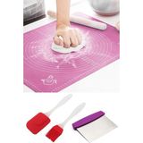 Mikasso Hamur Açma Matı + Çelik Hamur Kesme Spatulası + Silikon Yumurta Fırçası ve Spatula 2'li Set Çelik