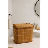 Mikasso Hardwood Bambu Düzenleyici Sepet Saklama Kutusu Düzenleyici Hasır Bambu Sepet 26*26*20 cm Bambu Kahv - Çok Renkli