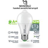 Mikasso Hareket Sensörlü LED Lamba E27 Duy 12W Işık Lamba A Otomatik LED Ampül Hareket Algılayıcılı - Çok Renkli
