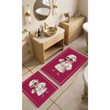 Mikasso Harikabirev|banyo ve Tuvalet Paspası Bornozlu Flmaingo Deseni Modern Tasarım|paspas Polyester Siyah - Çok Renkli