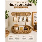 Mikasso Hasır Askılı Rattan Görünümlü Plastik Fincan Organizer | Dekoratif Kahve Fincan Düzenleyici Sepetli - Çok Renkli