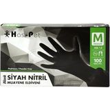 Mikasso Haspet Nitril Muayene Eldiveni Pudrasız Siyah Siyah