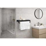 Mikasso Havlu Tutacağı Raf Metal Askı, Raflı ve Yapışkanlı Havlu Tutacağı, Havluluk (Büyük Boy 30X 16X 11) S - Çok Renkli