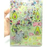 Mikasso Hediyelik Defter A5 Boy Simli ve Sulu Şeffaf Avokado Temalı Defter Okula Başlangıç Hediyesi Yumuşak - Çok Renkli