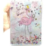 Mikasso Hediyelik Defter A5 Boy Simli ve Sulu Şeffaf Flamingo Temalı Defter Okula Başlangıç Hediyesi Sert Dü - Çok Renkli