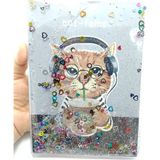 Mikasso Hediyelik Defter A5 Boy Simli ve Sulu Şeffaf Kedi Temalı Defter Okula Başlangıç Hediyesi Yumuşak Düz - Çok Renkli