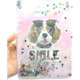 Mikasso Hediyelik Defter A5 Boy Simli ve Sulu Şeffaf Köpek Temalı Defter Okula Başlangıç Hediyesi Yumuşak Dü - Çok Renkli