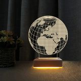 Mikasso Hediyelik Dünya Tasarımlı 3D LED Gece Lambası Ahşap Beyaz - Çok Renkli