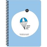 Mikasso Hisli Şeyler 18.5X25 Kareli Defter - Bana Hava Hoş Sert Spiralli Kareli 120 Yaprak Orta Boy Beyaz Ok - Çok Renkli