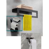 Mikasso Home 2’li Set Metal Banyo Havlu Askılığı ve Tuvalet Kağıdı Askılığı Takım Metal Siyah - Çok Renkli