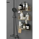 Mikasso Home Altın Kaplama Yapışkanlı 3 Adet Banyo Rafı Duş Şampuanlık Duvar Düzenleyici Organizer Metal Alt - Çok Renkli