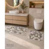 Mikasso Home Collection 2’li Banyo Paspas Seti Kaymaz Tabanlı Su Emici Yıkanabilir Mikrofiber Kahverengi - Çok Renkli