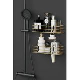 Mikasso Home Gold Altın Yapışkanlı 2 Adet Banyo Rafı Duş Şampuanlık Duvar Düzenleyici Organizer Metal Altın - Çok Renkli