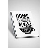 Mikasso Home Is Where My Cofffee Mesajlı Kapaklı Defter Sert Spiralli Çizgisiz Orta Boy Beyaz Konsept Defter - Çok Renkli