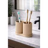 Mikasso Homeland Duo Organizer Çiftli Diş Fırçalık Çok Amaçlı Düzenleyici 14X10 cm Plastik Bej - Çok Renkli