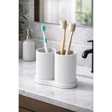 Mikasso Homeland Duo Organizer Çiftli Diş Fırçalık Çok Amaçlı Düzenleyici 14X10 cm Plastik Beyaz - Çok Renkli
