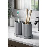 Mikasso Homeland Duo Organizer Çiftli Diş Fırçalık Çok Amaçlı Düzenleyici 14X10 cm Plastik Gri - Çok Renkli