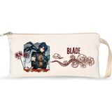 Mikasso Honkai Star Rail Blade Çift Baskılı Lamineli Ham Bez Kalemlik – 21×10 cm Ahşap Çok Renkli