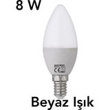 Mikasso Horoz Ultra 8 W LED Ampul E14 Avize Mum Ampül Beyaz Işık 6400K 800 Lmn