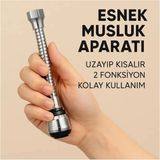 Mikasso Hortumlu Esnek Ayarlanabilir Musluk Başlığı 2 Aşamalı Turbo Plastik Musluk
