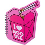 Mikasso I Love Noodle Şekilli Defter Karton Spiralli Çizgisiz Küçük Boy Pembe Konsept Defterler A5 32 Yaprak - Çok Renkli