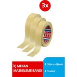 Mikasso Iç Mekan Maskeleme Bandı, Boya Bandı, Kağıt Bant, Krem, 35M x 48MM, 3'lü Set