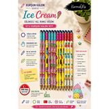 Mikasso Icecream Premium Hb Kurşun Kalem Seti 12’li Köşeli Gövde Bulut Desenli Yerli Üretim Çok Renkli 12'li