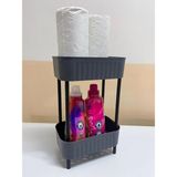 Mikasso Iki Katlı Lavabo Altı Çok Amaçlı Dolap Içi, Evye Altı ve Buzdolabı Içi Düzenleyici (Antrasit) Plasti - Çok Renkli