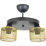Mikasso Ikili Kafes Model Modern Plafonyer Avize Metal 2 E27 Altın - Çok Renkli