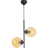 Mikasso Ikili Modern Bal Glop Camlı Siyah Avize Metal 2 E27 Siyah Salon / Oturma Odası - Çok Renkli