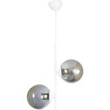 Mikasso Ikili Modern Beyaz Füme Camlı Beyaz Avize Metal 2 E27 Beyaz Salon / Oturma Odası - Çok Renkli