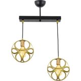 Mikasso Ikili Modern Çember Küp Model Sarkıt Avize Metal 2 E27 Altın Salon / Oturma Odası - Çok Renkli