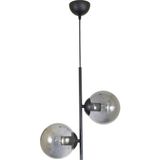 Mikasso Ikili Modern Füme Glop Camlı Siyah Avize Metal 2 E27 Siyah Salon / Oturma Odası - Çok Renkli