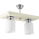 Mikasso Ikili Modern Spor Model Dikdörtgen Tepsi Krem Avize Metal 2 E27 Beyaz Salon / Oturma Odası - Çok Renkli