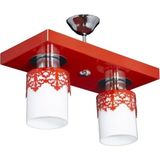 Mikasso Ikili Modern Spor Model Dikdörtgen Tepsi Taçlı Kırmızı Avize Krom 2 E27 Beyaz - Çok Renkli