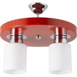 Mikasso Ikili Modern Spor Model Yuvarlak Tepsi Kırmızı Avize Krom 2 E27 Beyaz Salon / Oturma Odası - Çok Renkli