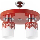 Mikasso Ikili Modern Spor Model Yuvarlak Tepsi Taclı Kırmızı Avize Krom 2 E27 Beyaz - Çok Renkli