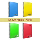 Mikasso Im Smart A4 Sp.pp Kapak 120YP Kareli 72914 Sert Spiralli Kareli 100 Yaprak Orta Boy Turuncu Okul Def - Çok Renkli