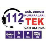 Mikasso Iş Güvenliği Levhası Uyarıcı Levha Ikaz Levhası Acil Durum 112 Telefonları Tek Çatıda 20X30 cm