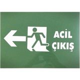 Mikasso Iş Güvenlik Uyarı Levhası Pvc 25X35 Acil Çıkış Sol