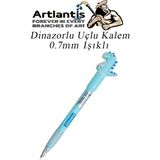 Mikasso Işıklı Dinazor Uçlu Kalem 0.7 1 Adet Dinazor Başlıklı Versatil Kalem Süslü Silikonlu Hediyelik Kalem - Çok Renkli