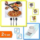 Mikasso Isıya Dayanıklı 3 In 1 Servis Kepçesi + Sarımsak Rendesi 2li Set GHI789 Çelik Çok Renkli